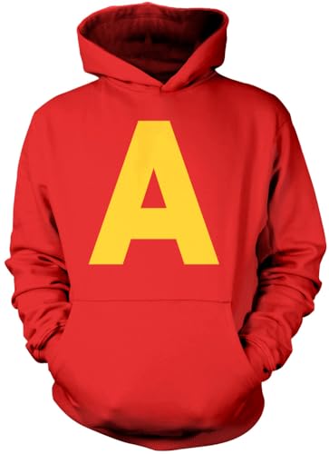 HotScamp Chipmunk Costume Outfit Hooded Sweatshirt - Yellow Letter A Red Hoodie Group Matching Top Halloween Top Fancy Dress Party Cosplay Hoody - 12-13 Years Red