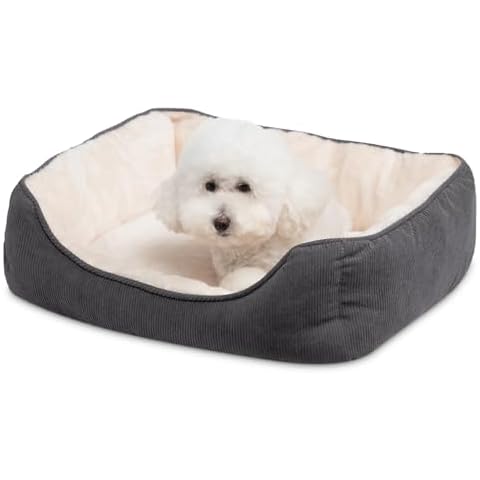 Hollypet Rectangle Plush Dog Bed Cat Bed Self-Warming Pet Bed，Deep Gray Cover