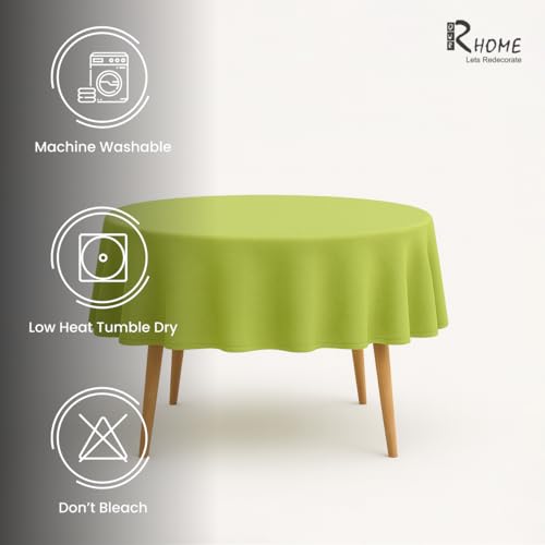 Image of R home Parrot Green Round Table Cover 56 Inch Diameter | 100% Cotton 200 GSM Thick Table Cover | Bright & Cheerful Round Table Cloth for Dining, Centre & Coffee Tables