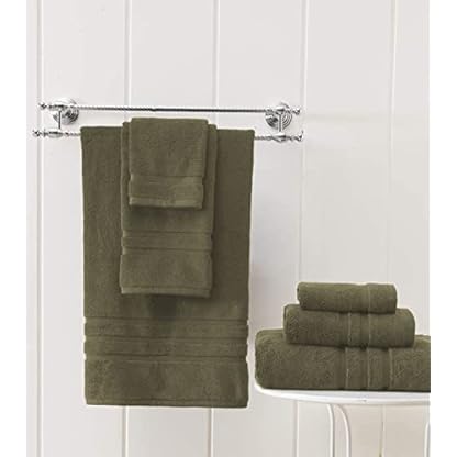 Veteran Textile LLC Luxus-Handtuch-Set für Bad und Küche, 2 Badetücher, 2 Handtücher und 2 Waschlappen, türkische Baumwolle, Salbeigrün, 6-teilig – Bild 4