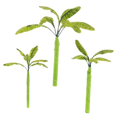 HANABASS 3pcs Banana Tree Model Mini Landscape Model for Table Top Diy Decoration Simulation Banana Tree for Tropical Party Decorations