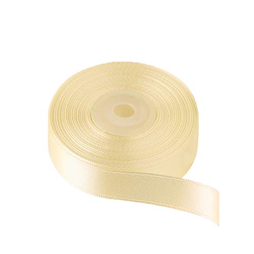 Image of Solid Color Double Faced Ivory /Gream Satin Ribbon 5 /8 inch X 25 Yards, Ribbons Perfect for Crafts, Wedding Decor, Bow Making, Sewing, Gift Package Wrapping and More