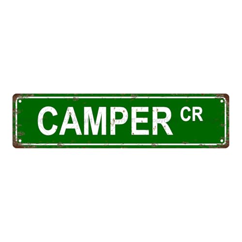 CAMPER CR Sports – Plaque en métal vintage, panneau de rue, décoration d'intérieur, décoration murale, salle de bain, bar, café, garage, 40,6 x 10,2 cm