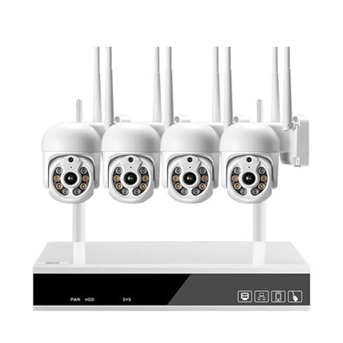 Equipo de videovigilancia De Cámaras De Seguridad PTZ De 3MP Y 8 Canales, Kit De NVR PoE CCTV For Exteriores, Metal, Blanco, H.265X, Juego De Cámara IP De Videovigilancia(None,8CH NVR and 4Cameras)