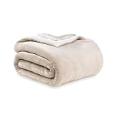 Berkshire Blanket-Sherpa Fleece Blanket, Warm and Soft Loftmink Reversible Blanket for Bed, Sofa and Travel, Grain, 90 in x 90 in