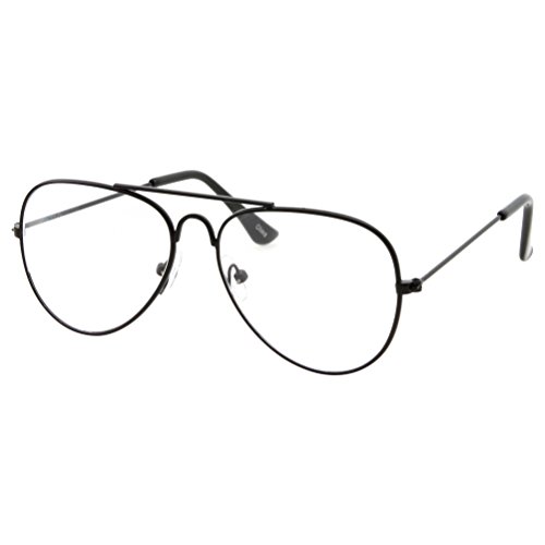 grinderPUNCH Gefälschte Fliegerbrille für Kinder, klare Linse, Kinder ohne Sehstärke (Alter 3-10), schwarz Cover