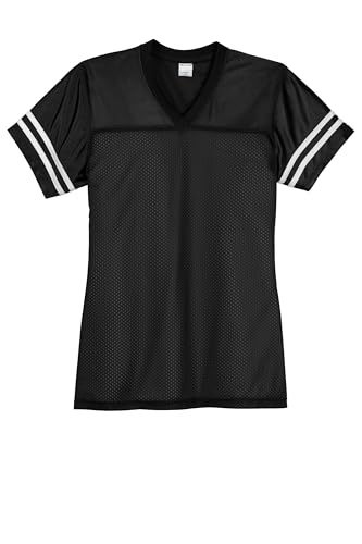 SPORT-TEK Women's PosiCharge Replica Jersey LST307, Black/White, Large