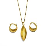 Äthiopisches Set Anhänger Halskette Ohrringe Gold African Lady Arabisches Set #054806 Edelstahl