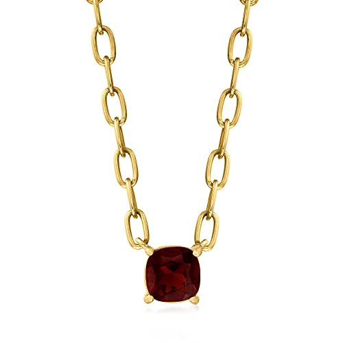 Ross-Simons 0.70 Carat Garnet Paper Clip Link Necklace in 18kt Gold Over Sterling