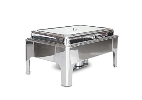 Image of Malabar Stainless Steel Electric Chafing Dish with Transparent Lid, Rectangular Chafing Dish Set with Hydraulic Lid, Mirror Finished Buffet Food Warmer (Non Electric, 9 LTR)