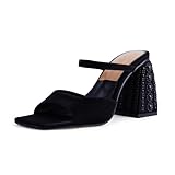 Chunky heels Squared toe slippers:All of them handmade ,us import glues stick pearls on heels ,make the shoes very elegant and beautiful Pearl heels and suede upper: A soft padded foot bed keeps you comfortable and at ease no matter how long you stay...