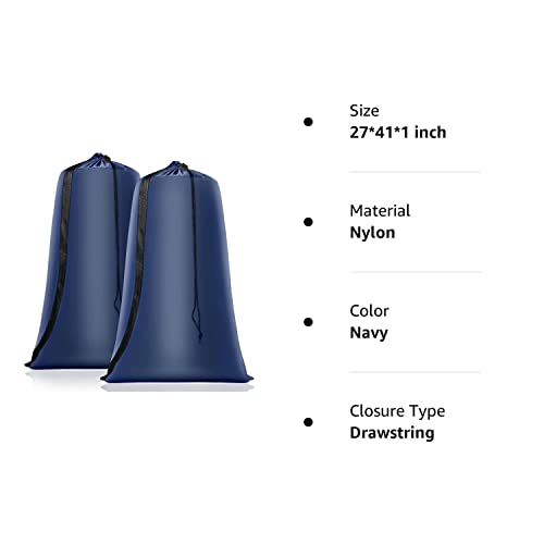 Coomee Heavy Duty Laundry Bag 2 Pack XL Nylon Laundry Bags with Straps, Washable Large Dirty Clothes Organizer with Drawstring Closure, Travel Washing Bag Fit a Laundry Hamper or Basket