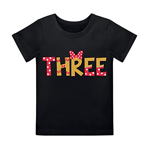 Kids Girls 3rd Birthday Outfit Cake Smash Shirt with Polka Dots Tutu Skirt Photo Shoot Clothes Set2