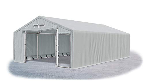 DAS COMPANY Lagerhalle 4x8x2m Feuersicher Grau Wasserdicht Ganzjährig Industriezelt Werkstatt PVC Winter SFR - Zeltgarage - Pavillon - Zeltgarage Winterfest - Lagerzelt Winterfest - Winterzelt