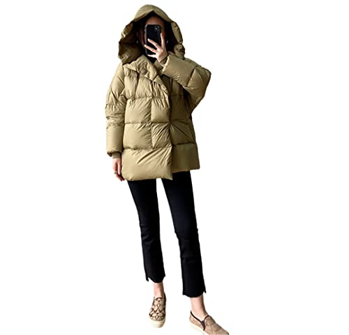 Parka d'hiver courte pour femme enveloppante et légère couleur kaki