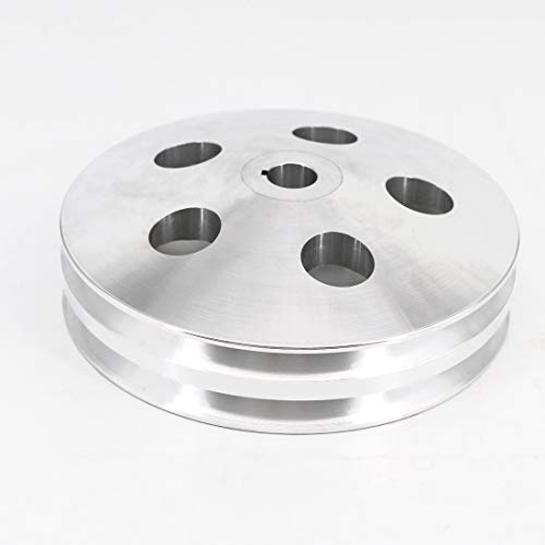 Image of KIPA Aluminium Double groove Power Steering Pump Pulley For Chevy SBC BBC With key-way power steering units through 1984 with a 5 /8 inch Shaft Satin Aluminium Finish Durable 2-Groove 8848-1
