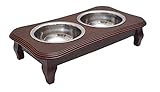 Premium Elevated Pet Feeder By Pawridge - Luxury Solid Wood Stand & 2 Food Grade Stainless Steel Bowls - Improves Your Pet's Digestion - Suitable For Small / Medium Dogs & Cats