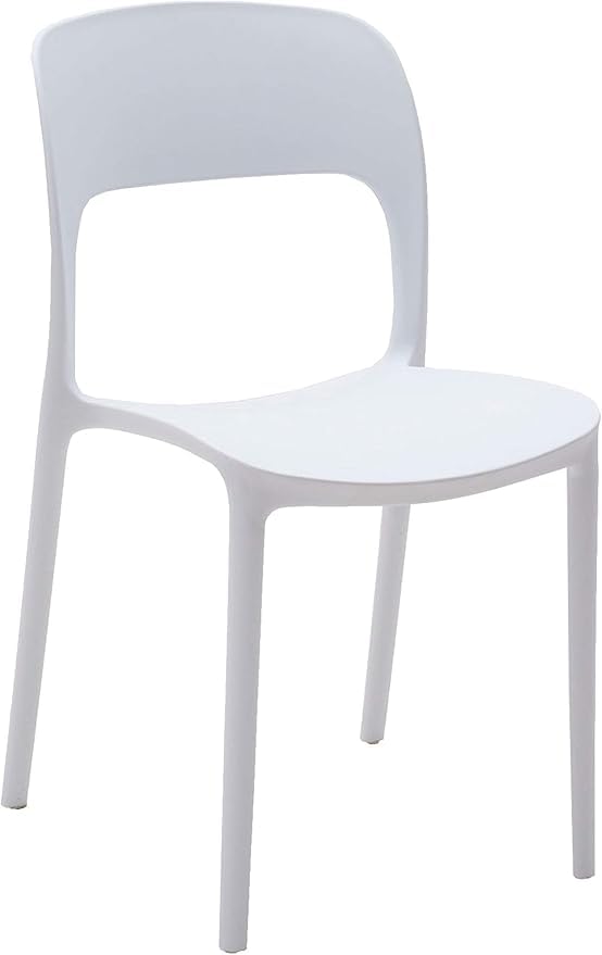 Chaise TORONTO lot de 4 en polypropylène blanc empilable pour aménagement intérieur extérieur