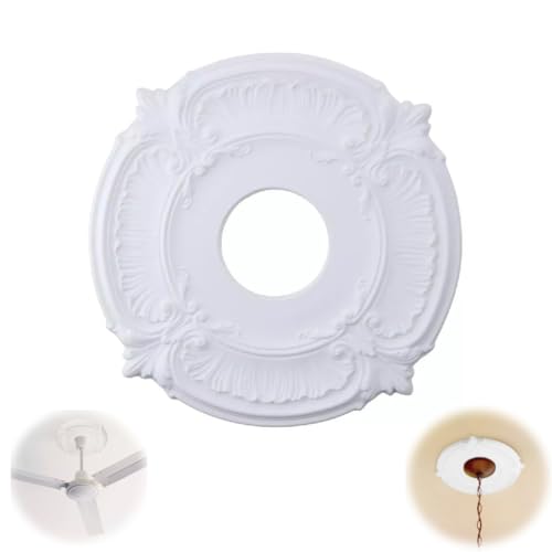 Médaillon de plafond décoratif en polyuréthane résistant à l'humidité, décoration intérieure pour plafond & mur, Encadrement Médaillon Décor intérieur, médaillon de plafond, blanc, 300 x 90 x 24 mm