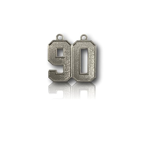 Number 90 Silver Plated Jersey Style Sports Necklace Charm Pendant (0.8