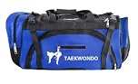 Taekwondo Sparring Kit Bag, Large Gear Carrier, Nylon, Multiple Compartments, Adjustable Shoulder Strap, Red or Blue, Adults and Juniors (Blue)