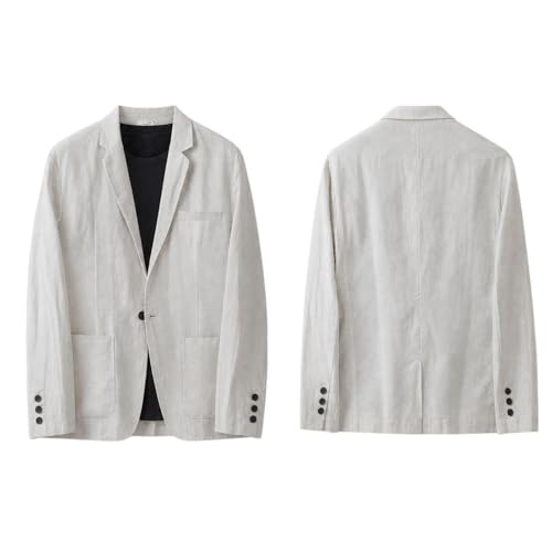 Blazer en lin pour homme coupe cintrée veste légère beige chic