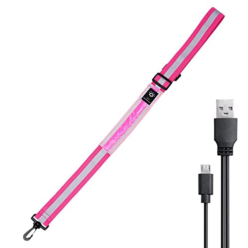 MARKELL Equipo de Caminar con Cinturón Reflejante LED, Luz de Seguridad para Caminantes de Noche, Equipo de Carreras Reflejante Recargable de Seguridad, Rosa