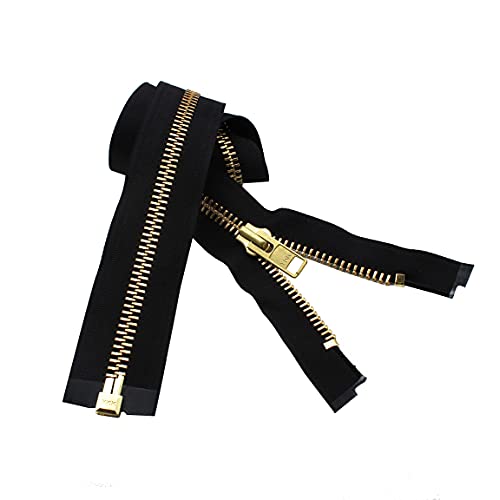 Fermeture éclair séparable pour veste extra lourde en laiton noir 91 cm