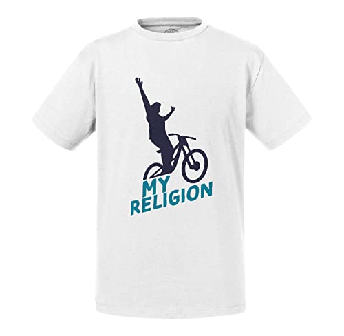 T-Shirt for Kid My Religion Mountain Biking Cycling Mountain Biking Downhill White