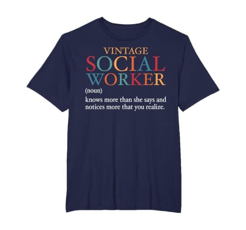 Vintage Social Worker Definition Funny Social Work T-Shirt, Men's Big and Tall, Navy Blue, 3X Tall