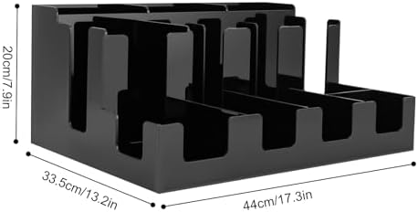 Acrylic Coffee Bar Organizer for Countertop - 12 Compartment Condiment & Syrup Pod Holder, Stylish Black Coffee Station for Home, Office, or Cafe
