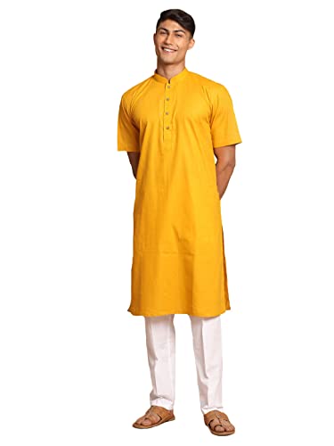 Image of VASTRAMAY Men's Cotton Linen Kurta Pyjama Set (1)
