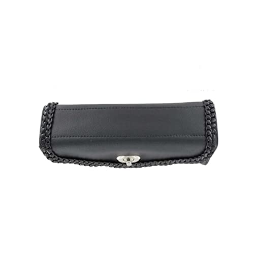 Bolsa para manillar de motocicleta de cuero negro 10" x 3" x 5" miniatura 4