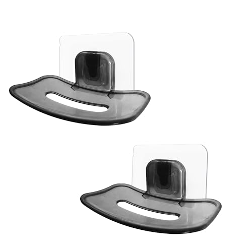 Image of KROYWEN Plastic Soap Holder for Bathroom | Soap Dish | Soap Holder for Shower Bathroom | Soap Case for Kitchen | Soap Stand for Bathroom Wall | Bathroom Accessories (Black Transparent) (Pack of 2)