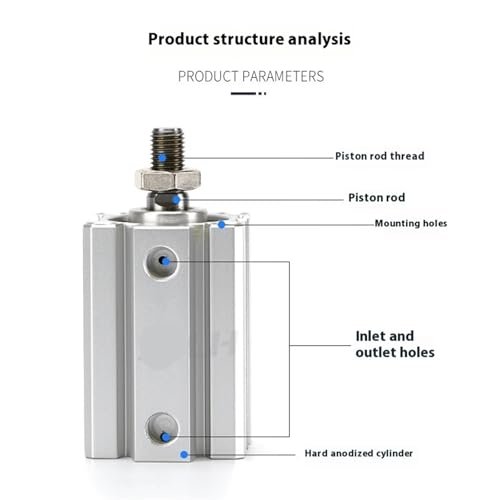 Vérin pneumatique SDA40-10-B cylindre compact avec trou taraudé de type B - 3
