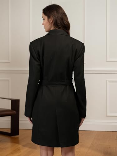 Image of CHKOKKO Women Classic Long Winter Coat Double Breasted | Knee Length Design with a Sophisticated Spread Collar and Convenient Front Pockets for All Occasions