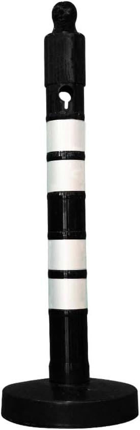 Berry 120 CM Delineator Post - Black | Plastic Outdoor Warning Post with Sand Filled Weighted Base | Reflective Channelizer Post with Chain and Accessory Attaching Socket