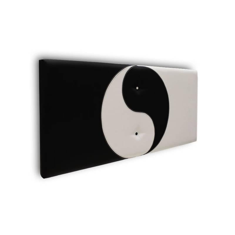 Ventadecolchones - Cabecero Modelo Ying Yang tapizado en Polipiel Negro y Polipiel Blanco Medidas 180 x 70 cm (para Camas de 160 ó 180 cm)