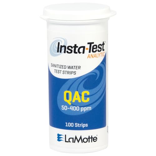 LaMotte Insta-Test 2951 QAC Sanitizer Test Paper, 50-400ppm Range (Vial of 100 Strips)