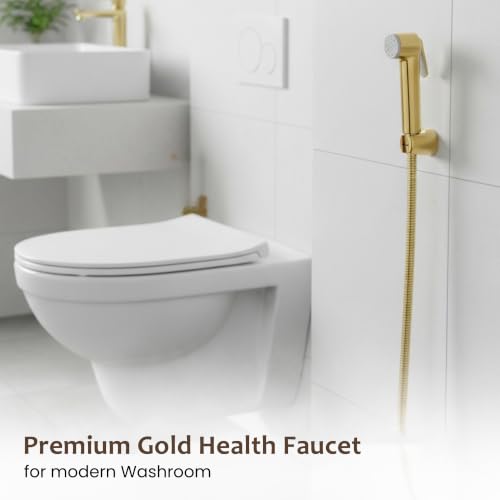 Image of Colston Premium Health Faucet for Bathroom | Comes with 1.25-Meter Stainless Steel Tube | Wall Mounted Jet Spray for Toilet (Gold)