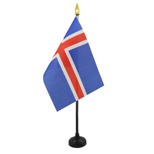 AZ FLAG - Tischflagge Island - 15x10 cm Goldene Splitze - Isländische Tischfahne 10 x 15 Cm - Flaggen