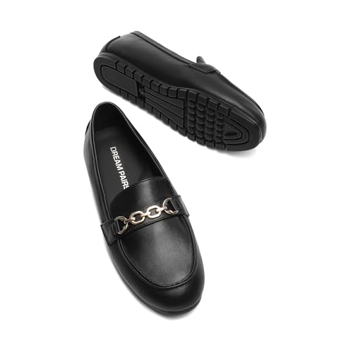 DREAM PAIRS Loafers for Women Casual Comfortable Slip On Flat Lightweight Leisure Work Shoe Comfort Walking Shoes,Size 10,Black-Pu,DWUMSP2501