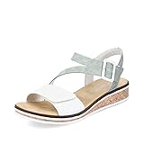Rieker Damen Sandaletten V3660, Frauen Sandalen,Sommerschuhe,Freizeitschuhe,offene,Strandschuhe,Sommersandalen,bequem,grün Kombi (52),38 EU / 5 UK
