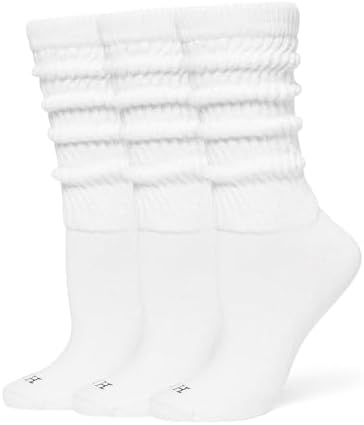 HUE Women's Slouch Socks, Slouchy Socks for Women (3-Pack) (White/White/White)