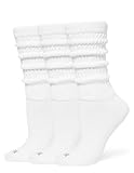 HUE Women's Slouch Socks, Slouchy Socks for Women (3-Pack) (White/White/White)