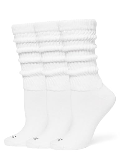 HUE Women's Slouch Socks, Slouchy Socks for Women (3-Pack) (White/White/White)