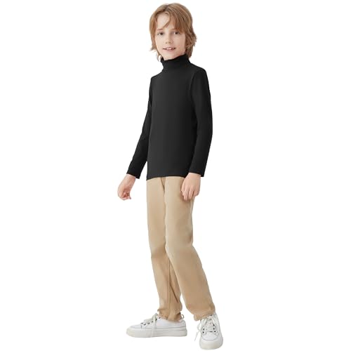 QBK Boys Turtleneck Long Sleeve Thermal Turtle Neck Sweater for Kids 4T-16 Years Soft Warm Under Shirts4