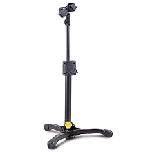 Featuring Quik-N-EZ Height Adjustment Lever that slides up and stays in position Tilting Base and Swivel Legs reach where you want and fit where you need and can be set at a desired angle (45 -90 recommended) Quik-N-EZ Mic Clip mounts and dismounts w...