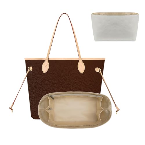 Ultra-light Tote Bag Organizer Insert Compatible with lv Never full mm,C.oach City 33,G.oyard PM and More, Water-proof Dupontpaper Purse Organizer Insert,Handbag Inner for Luxury Bags(NFMM)