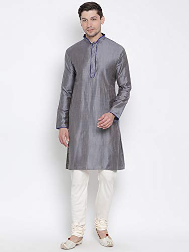 Image of VASTRAMAY Men's Beige Cotton Kurta and Pyjama Set